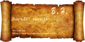 Bartó Henrik névjegykártya